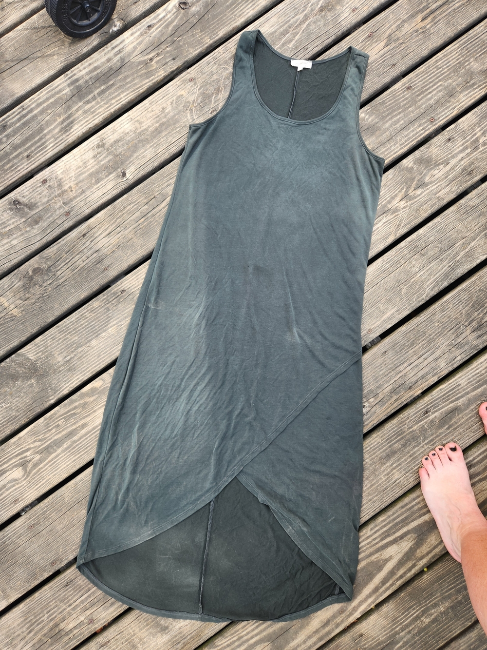 Mystree Sleeveless Wrap-Hem Tank Dress in Dark Green Large